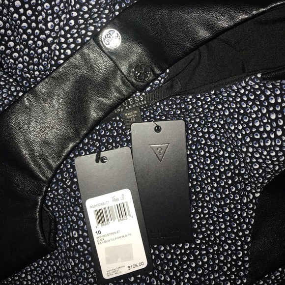 Guess Tulip Dress Stepping Stones Jet Black PU NWT - Picture 7 of 8